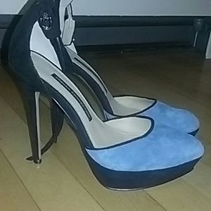 Blue n black suede like French Connection Heels